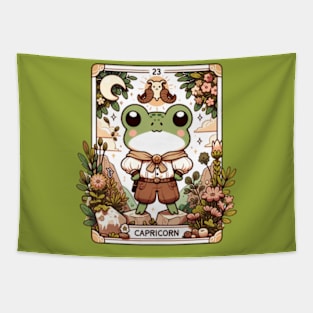 Capricorn Zodiac Cottagecore Frog Tarot Card Birthday Tapestry