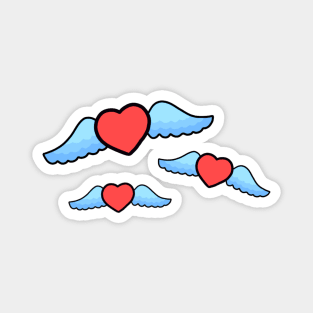 Valentines Day Flying Love Hearts With Wings Magnet