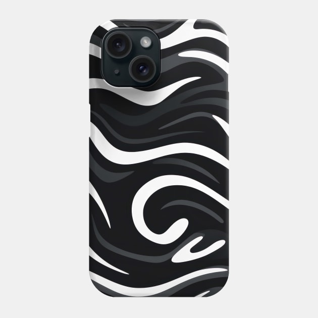 Monochrome Waves: Modern Abstract Ebb and Flow Phone Case by star trek fanart and more