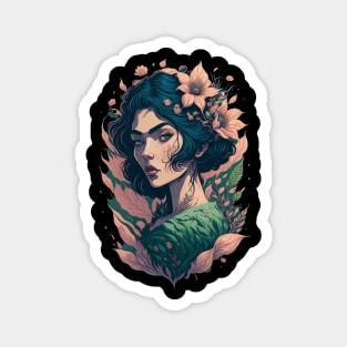 Ghibli style Woman Portrait Spirit Fairy Godess Pretty Queen Magnet