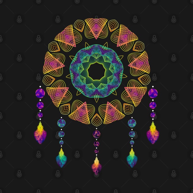 Dream Data Catcher 1 Tier | Atom Kaleidoscope Black by aRtVerse