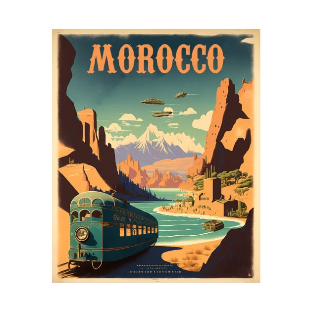 Morocco Desert Vintage Travel Art Poster by OldTravelArt