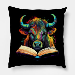 Water Buffalo Reads Book Pillow