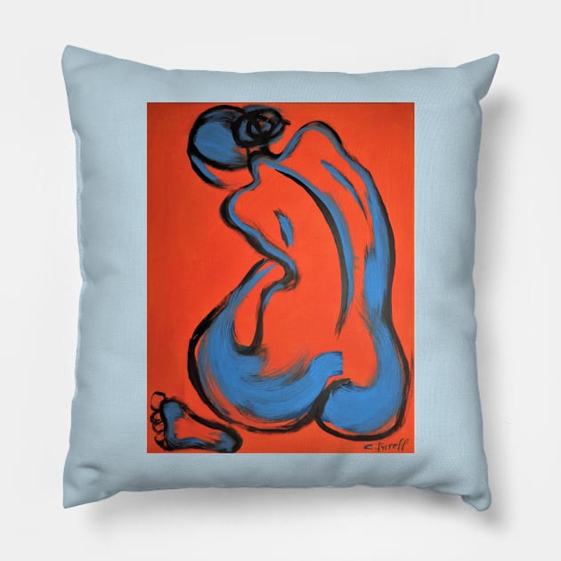 Abstracted Orange Nude Pillow by CarmenT