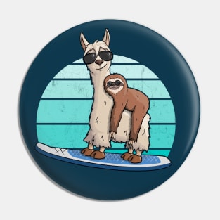 Sloth on Llama Stand Up Paddle SUP Pin