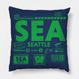 Vintage Seattle SEA Airport Code Travel Day Retro Travel Tag Pillow