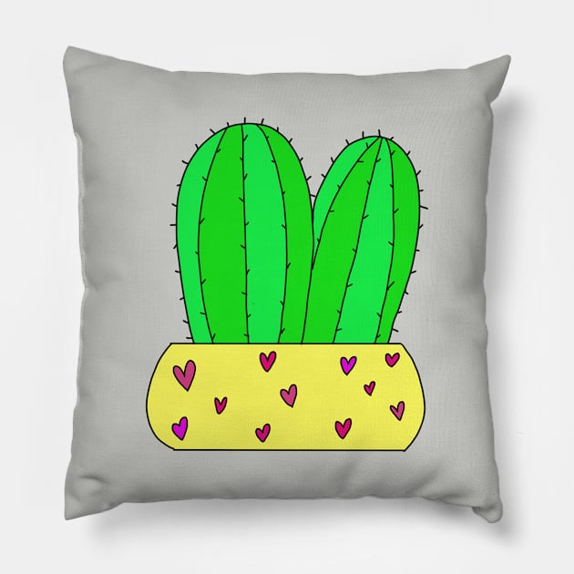 Cute Cactus Design #6: 2 Cacti In Love Pillow by DreamCactus