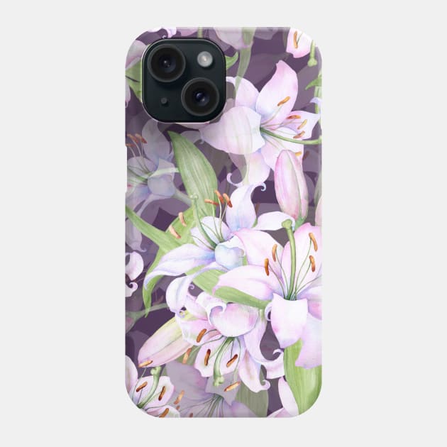 White pink lilies Phone Case by  ESHA-Studio