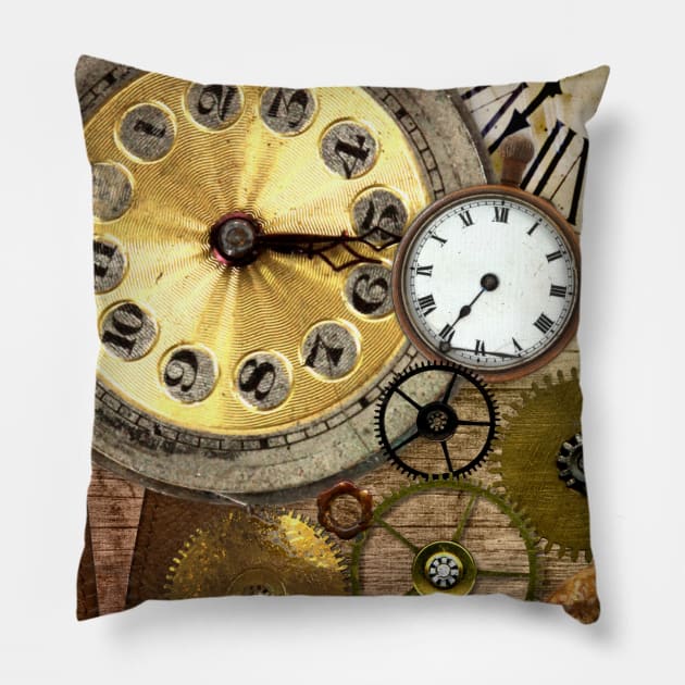 Steampunk Neck Gator Clock Gears Steam Punk Pillow by DANPUBLIC