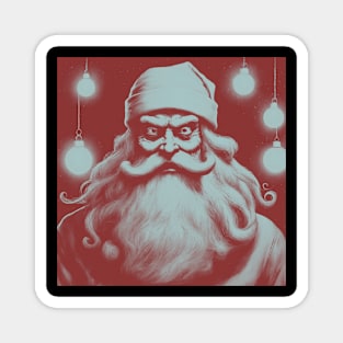 Dark Red Mean Santa Magnet