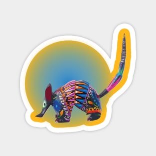 Coco armadillo alebrije Mexican folk art hand-painted maximalist colorful pattern Magnet