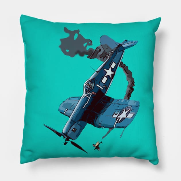 Famous WW2 Planes F4U Corsair Aerial Combat Pillow by F&L Design Co.