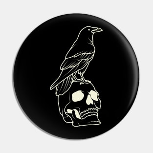 Skull And Raven Aesthetic Lineart Pin