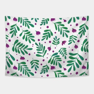 Watercolor branches and flowers - green and purple Tapestry