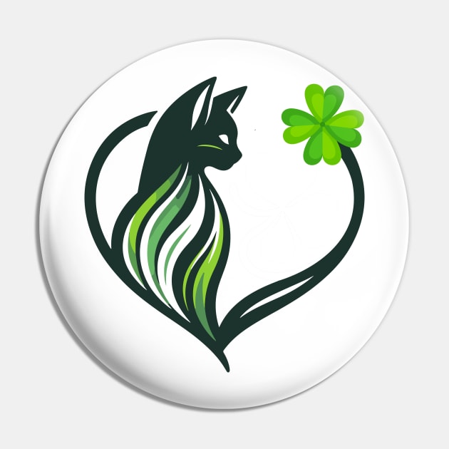 Cat And Shamrocks Leaf Clover Lucky St Patrick Pin by Che Tam CHIPS