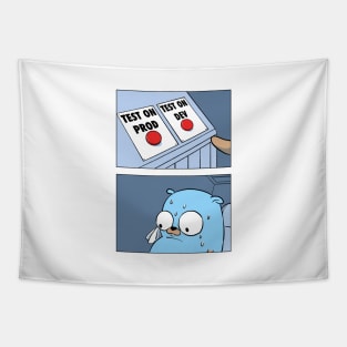 Golang Gopher Two Buttons Tapestry