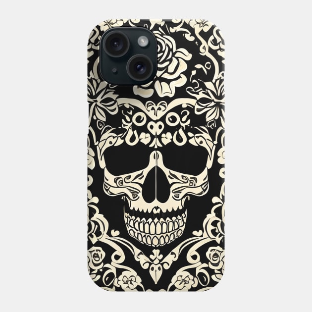 Día de los Muertos Sugar Skull Surrounded by Roses Phone Case by ImaginativeInkPOD