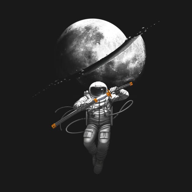Astronaut Samurai Cutting the Moon by andremuller.art