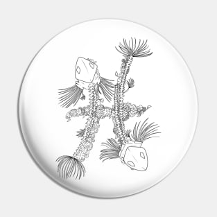 Pisces Skeleton - Black and White Pin