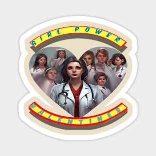 Girl power galentines doctors and burses Magnet