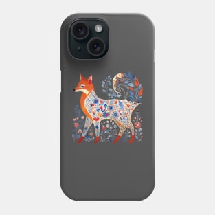 A Fox in Traditional Scandinavian Folk Art Style Phone Case