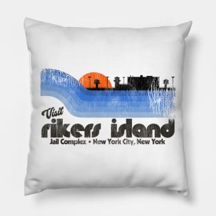 Visit Rikers Island Prison Retro Tourist Souvenir Pillow