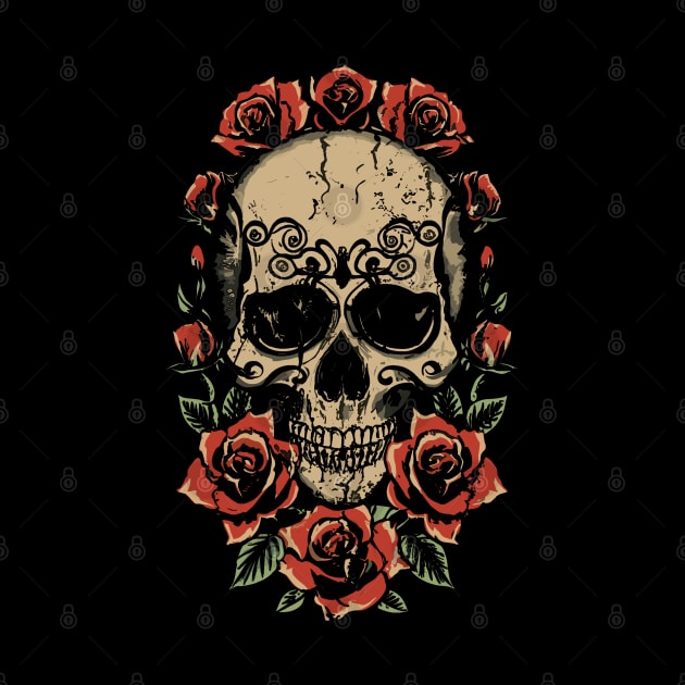 skull and roses by bmron