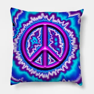 glowing purple pink peace sign Pillow