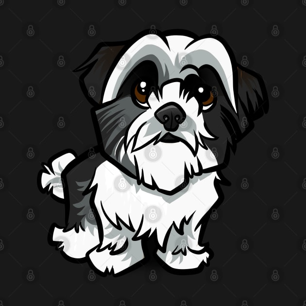 Shih Tzu - Black and White by binarygod