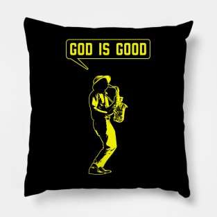 Christian saxophone player (saxophonist) in yellow and black Pillow