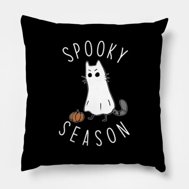 Ghost Cat Spooky Season Halloween Cat Pillow by Sink-Lux