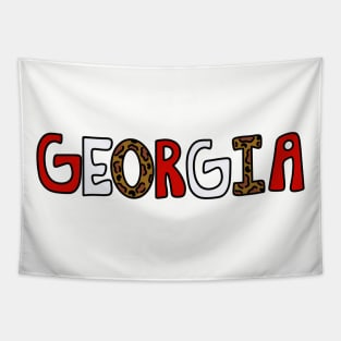 Georgia state pride with leopard print Tapestry