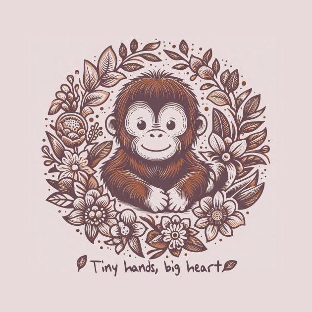 Orangutan floral: Tiny Hand big hearts by Ken Savana