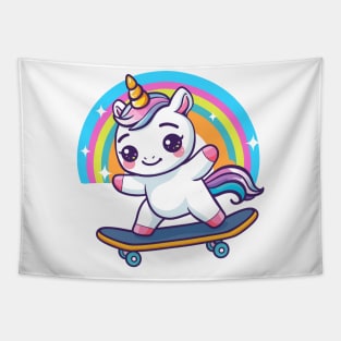 Unicorn Skateboarding Tapestry