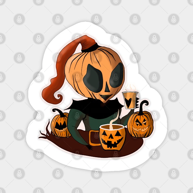 Halloween Pumpkin Girl Magnet by BadDrawnStuff