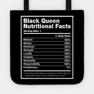 Black Queen Nutritional Facts Black History Month T-shirt Tote