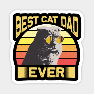 Best Cat Dad Ever Vintage Retro Sunset Magnet