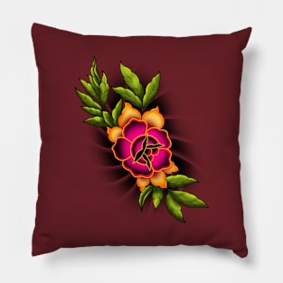 Neo trad trad rose mashup Pillow