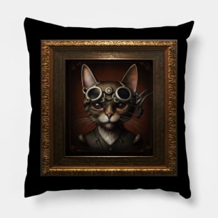 Steampunk Cat Self Portrait Pillow