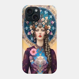 Art Deco Girl with Flowers Phone Case
