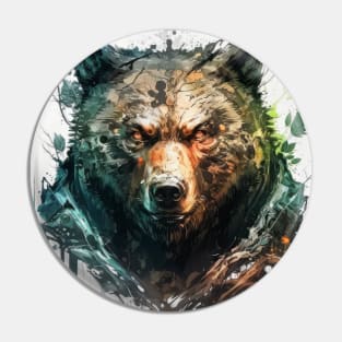 Grizzly Bear Portrait Animal Painting Wildlife Outdoors Adventure Pin