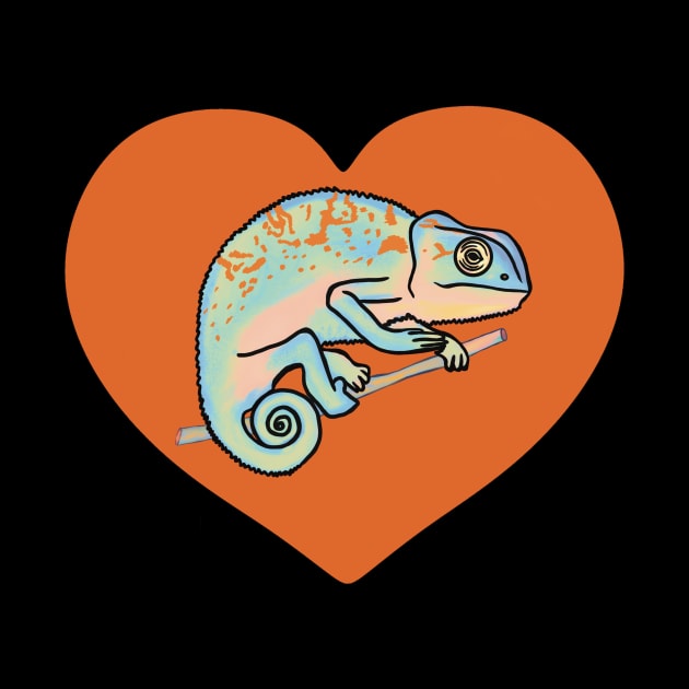 Orange Colorful Chameleon Heart for Chameleon Lovers by Mochi Merch