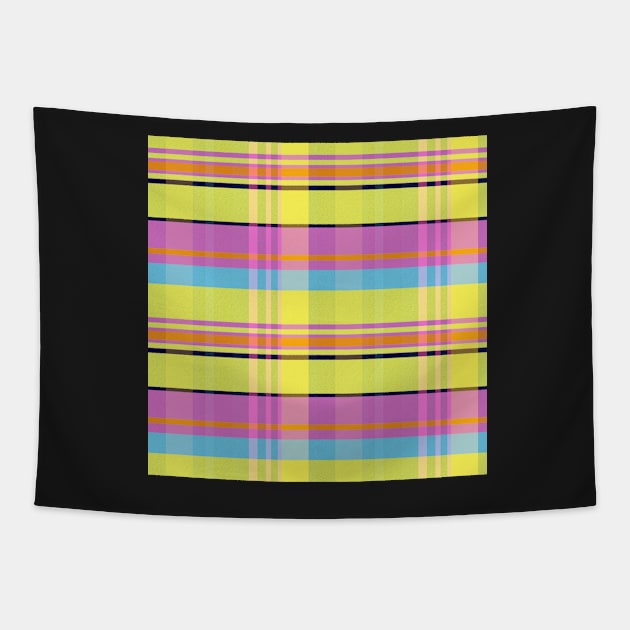 Vaporwave Aesthetic Iona 1 Hand Drawn Textured Plaid Pattern Tapestry by GenAumonier