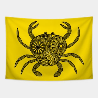 Mandala Crab (yellow and black) Tapestry