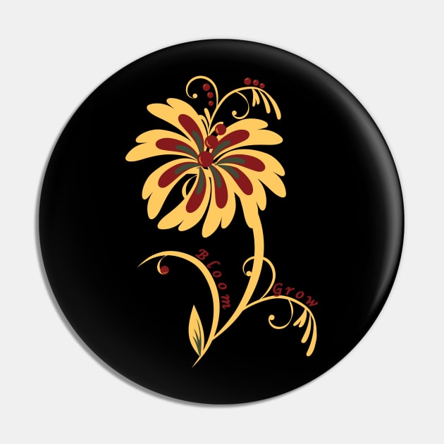 Abstract flower, Grow, Bloom Pin by T-Crafts