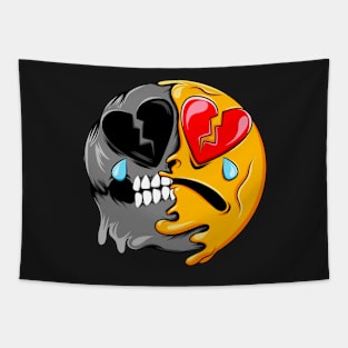 Broken Heart Eyes Zombie Emoji Tapestry