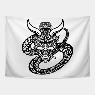 Hannya Mask Snake Tapestry