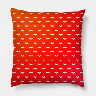 White Tiny Bats Red Pillow