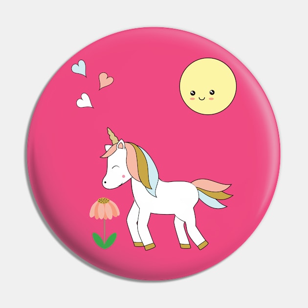 Unicorn and flower Pin by grafart