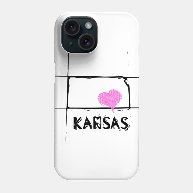 Love Kansas State Sketch USA Art Design Phone Case by DimDom